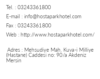 Hostapark Hotel iletiim bilgileri